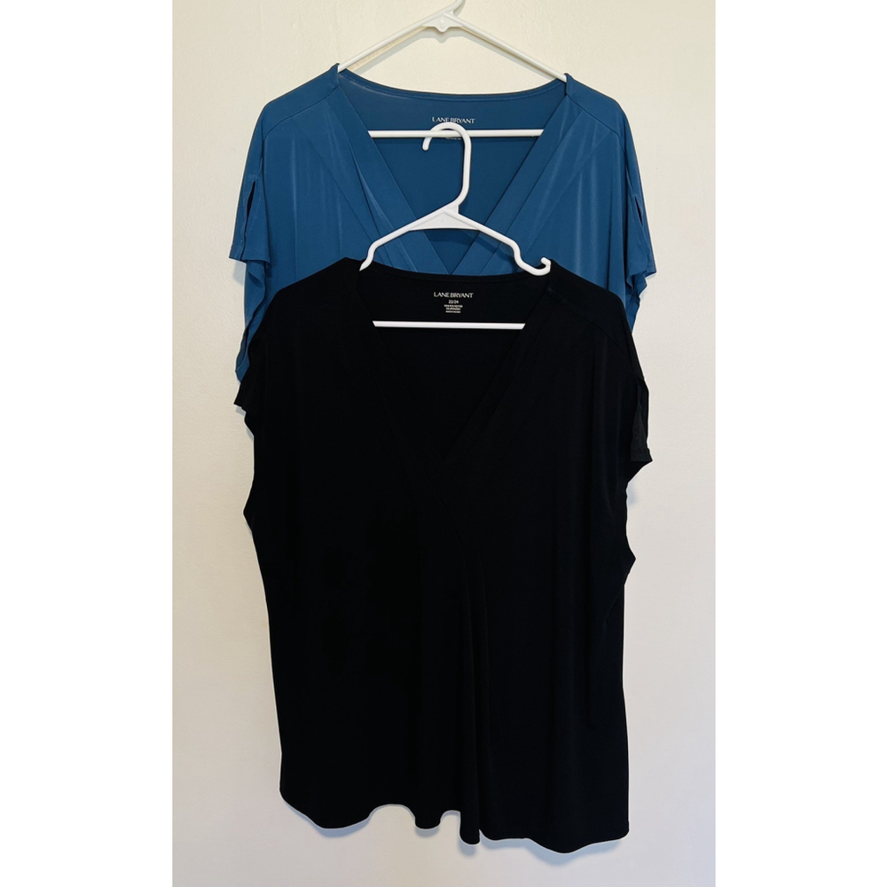 Lane Bryant Blouse Women’s 22/24 2X 3X Black Blue ~Lot of 2~ Career Casual Tops